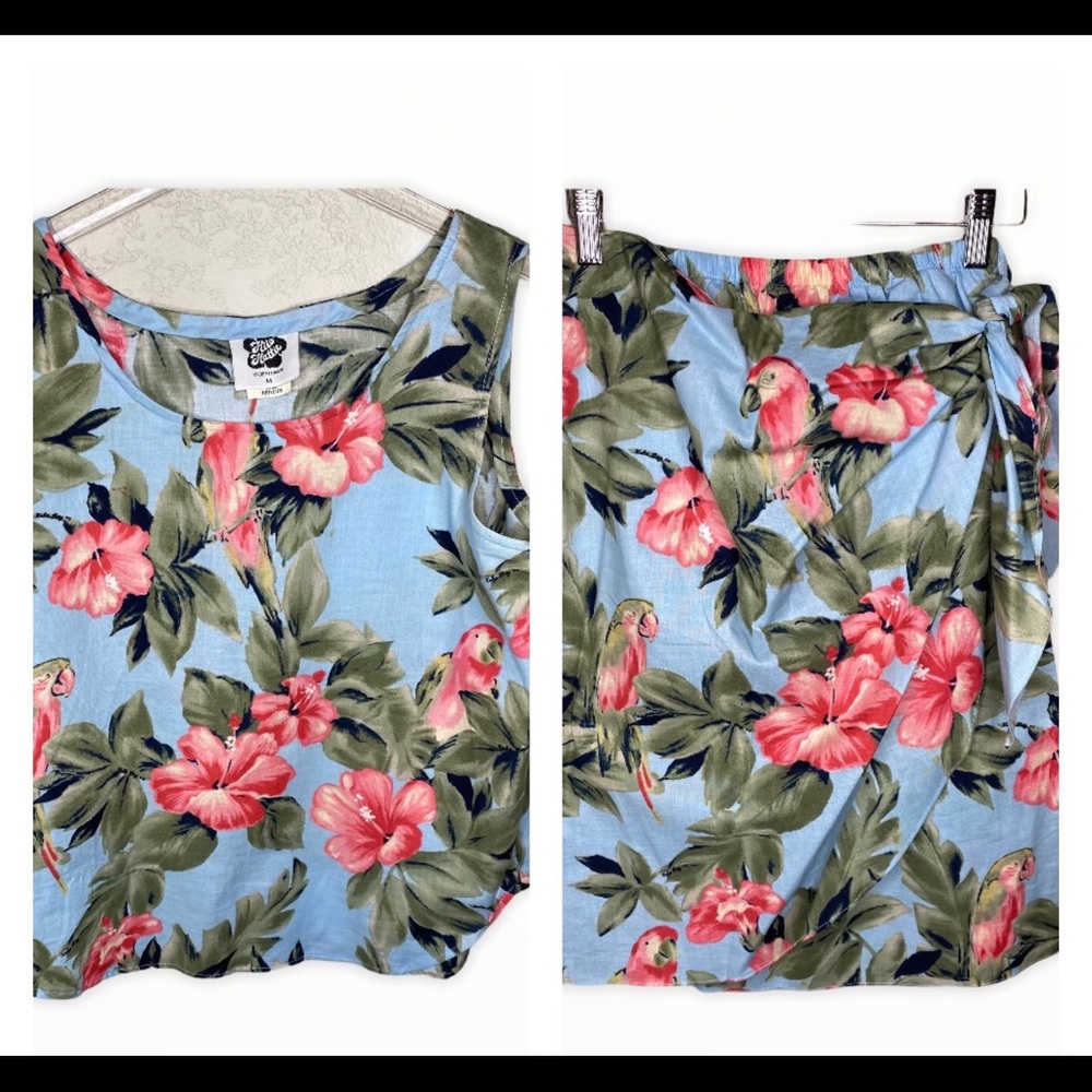 Hilo Hattie Hawaiian Faux Wrap Skirt & Tank Top